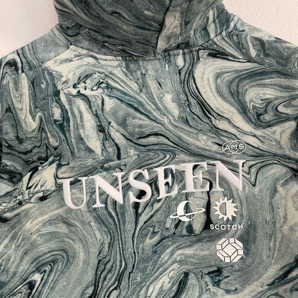 Scotch & Soda Blue Marbled UNSEEN Graphic Hoodie Sweatshirt - Picture 2 of 8